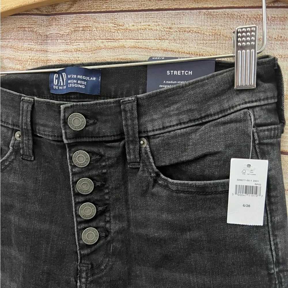 Gap Denim High Rise leggings Black Jeans 6/28 - Picture 3 of 7
